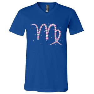 Virgo Gift Astrology Birthday Pink Diamond Gift V-Neck T-Shirt