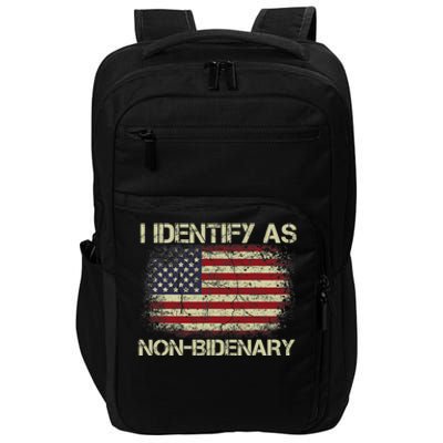 Vintage Grunge American Flag I Identify As Non Bidenary Impact Tech Backpack