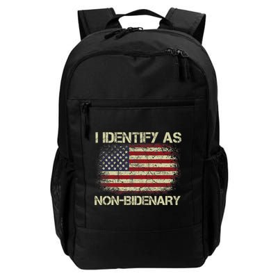Vintage Grunge American Flag I Identify As Non Bidenary Backpack