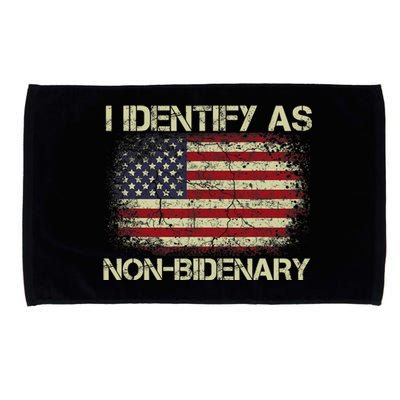 Vintage Grunge American Flag I Identify As Non Bidenary Microfiber Hand Towel