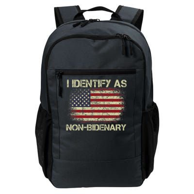 Vintage Grunge American Flag I Identify As Non Bidenary Daily Commute Backpack