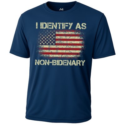 Vintage Grunge American Flag I Identify As Non Bidenary Performance Shirt