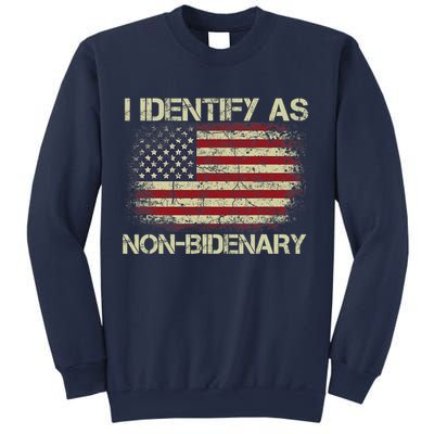 Vintage Grunge American Flag I Identify As Non Bidenary Sweatshirt