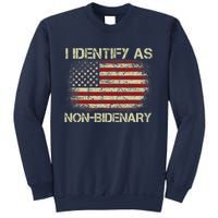 Vintage Grunge American Flag I Identify As Non Bidenary Sweatshirt