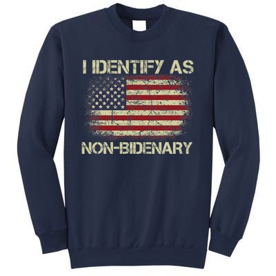 Vintage Grunge American Flag I Identify As Non Bidenary Sweatshirt