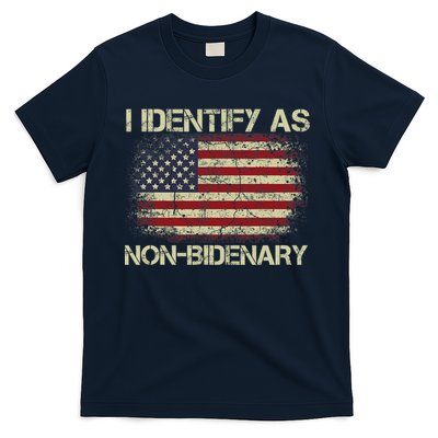 Vintage Grunge American Flag I Identify As Non Bidenary T-Shirt