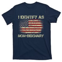 Vintage Grunge American Flag I Identify As Non Bidenary T-Shirt