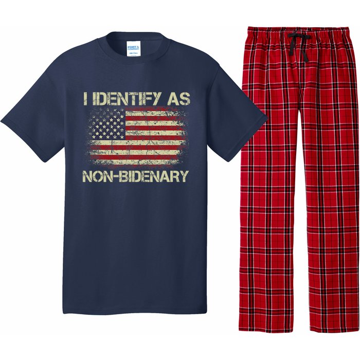 Vintage Grunge American Flag I Identify As Non Bidenary Pajama Set