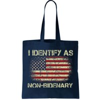 Vintage Grunge American Flag I Identify As Non Bidenary Tote Bag