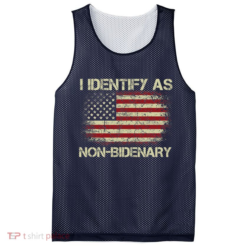 Vintage Grunge American Flag I Identify As Non Bidenary Mesh Reversible Basketball Jersey Tank