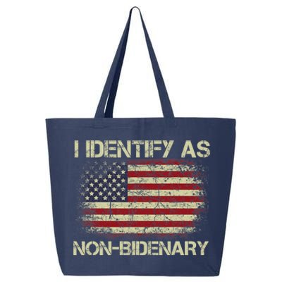 Vintage Grunge American Flag I Identify As Non Bidenary 25L Jumbo Tote