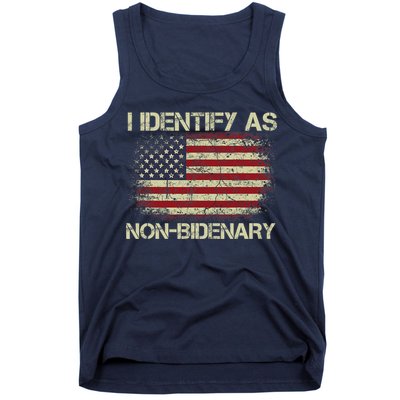 Vintage Grunge American Flag I Identify As Non Bidenary Tank Top