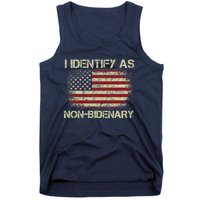 Vintage Grunge American Flag I Identify As Non Bidenary Tank Top