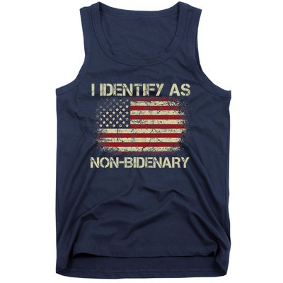 Vintage Grunge American Flag I Identify As Non Bidenary Tank Top