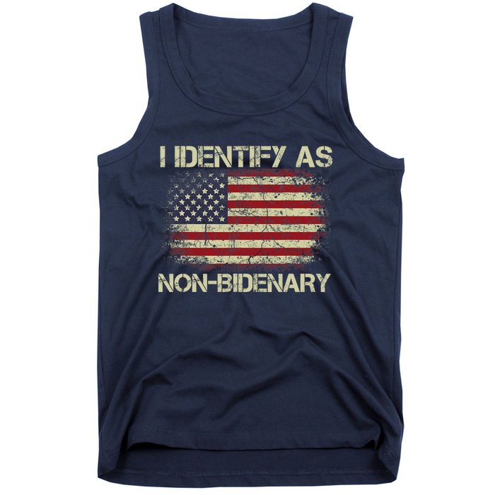 Vintage Grunge American Flag I Identify As Non Bidenary Tank Top