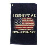 Vintage Grunge American Flag I Identify As Non Bidenary Platinum Collection Golf Towel