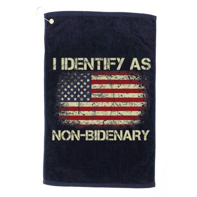 Vintage Grunge American Flag I Identify As Non Bidenary Platinum Collection Golf Towel