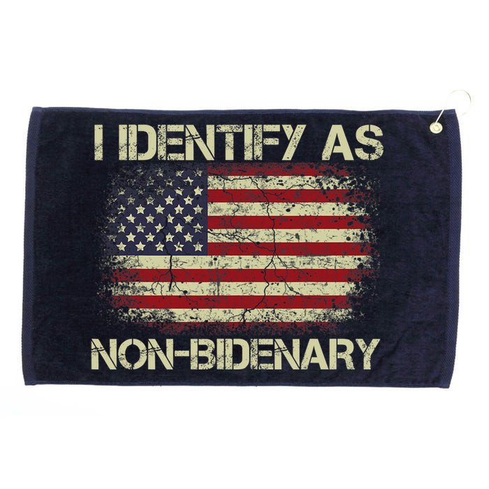 Vintage Grunge American Flag I Identify As Non Bidenary Grommeted Golf Towel