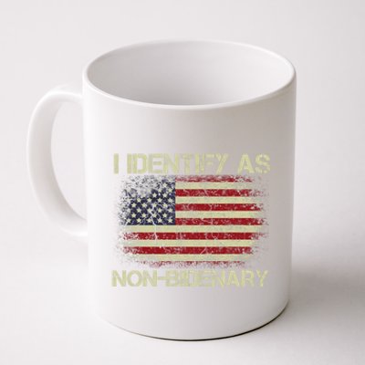 Vintage Grunge American Flag I Identify As Non Bidenary Coffee Mug