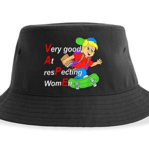 Very Good At Respecting Women Skate Board Vape Meme Sustainable Bucket Hat