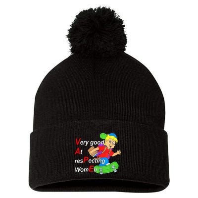 Very Good At Respecting Women Skate Board Vape Meme Pom Pom 12in Knit Beanie