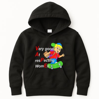 Very Good At Respecting Women Skate Board Vape Meme Kids Hoodie