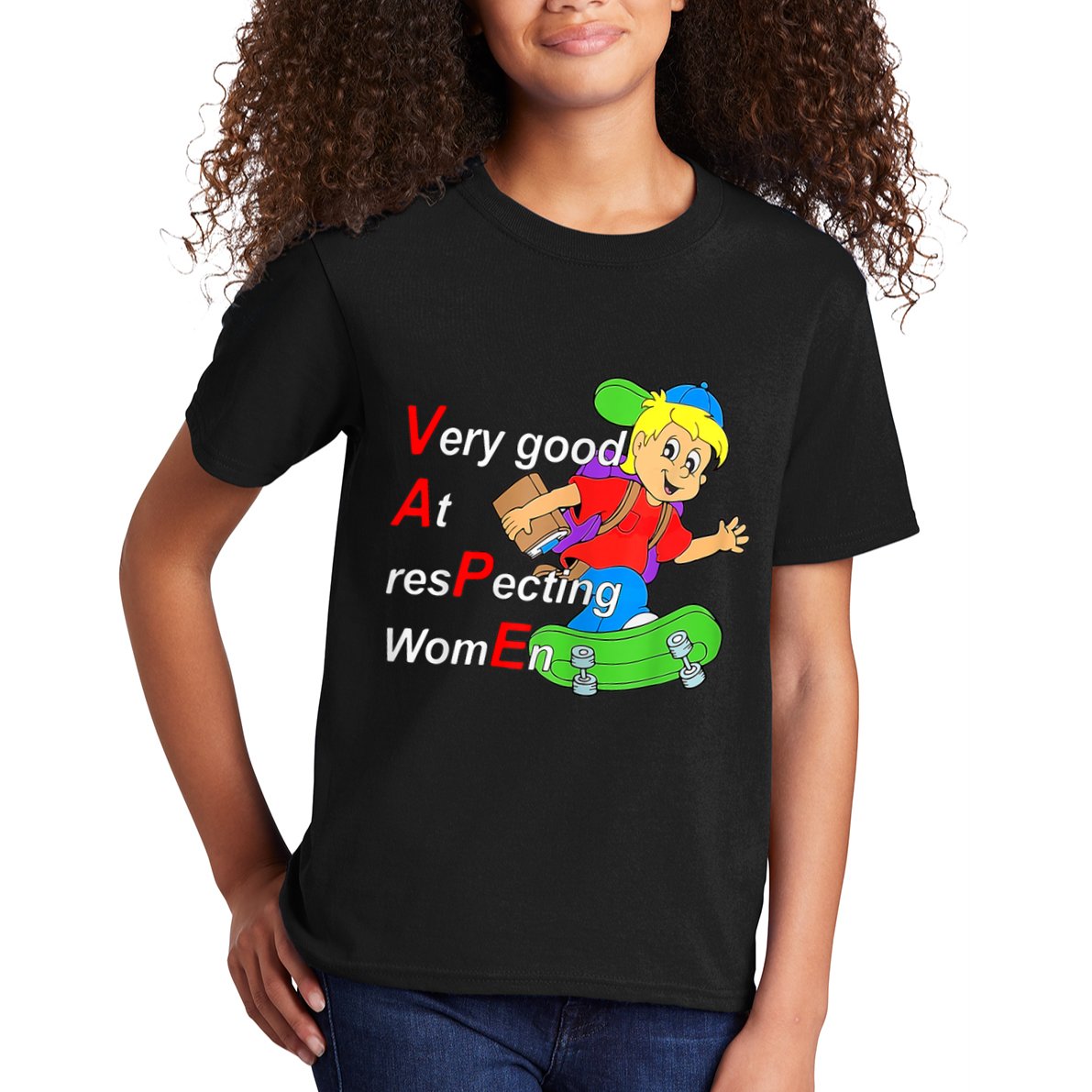 Very Good At Respecting Women Skate Board Vape Meme Kids T-Shirt