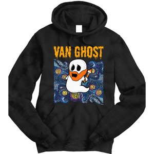 Van Ghost Art Teacher Halloween Van Gogh Starry Night Tie Dye Hoodie