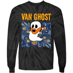 Van Ghost Art Teacher Halloween Van Gogh Starry Night Tie-Dye Long Sleeve Shirt