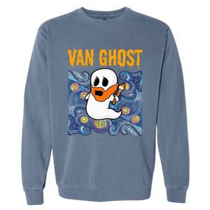 Van Ghost Art Teacher Halloween Van Gogh Starry Night Garment-Dyed Sweatshirt