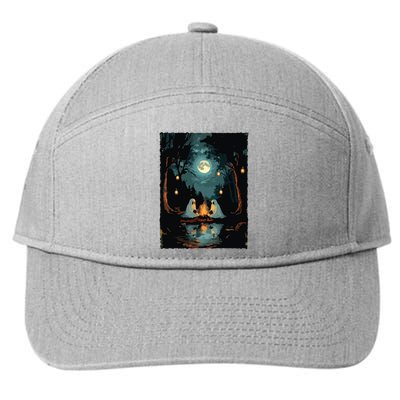 Vintage Ghost Book Reading Camping Gothic Halloween Teachers 7-Panel Snapback Hat
