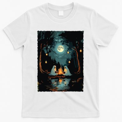 Vintage Ghost Book Reading Camping Gothic Halloween Teachers T-Shirt