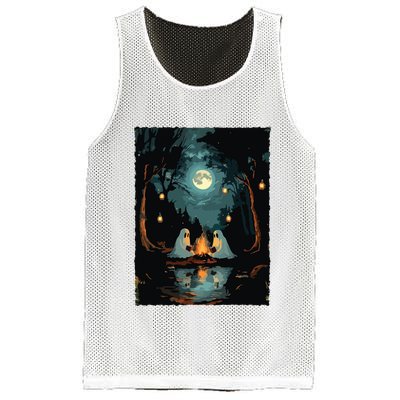 Vintage Ghost Book Reading Camping Gothic Halloween Teachers Mesh Reversible Basketball Jersey Tank