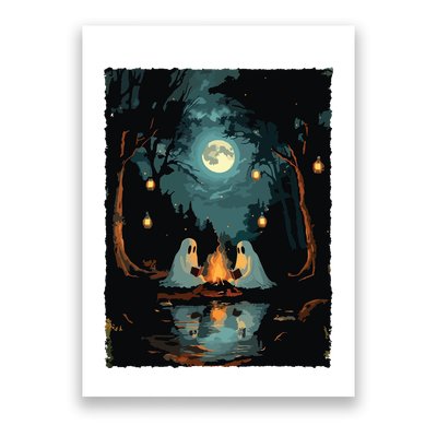 Vintage Ghost Book Reading Camping Gothic Halloween Teachers Poster
