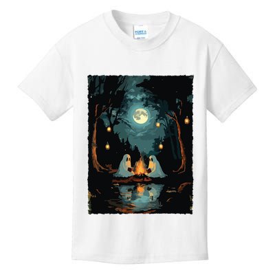 Vintage Ghost Book Reading Camping Gothic Halloween Teachers Kids T-Shirt