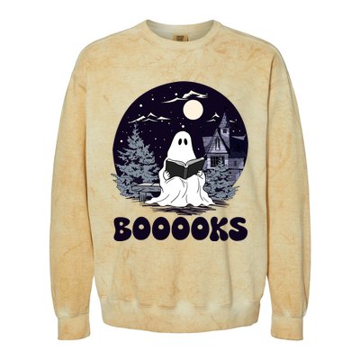 Vintage Ghost Book Reading Gothic Halloween Teacher Colorblast Crewneck Sweatshirt