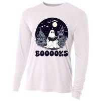 Vintage Ghost Book Reading Gothic Halloween Teacher Cooling Performance Long Sleeve Crew