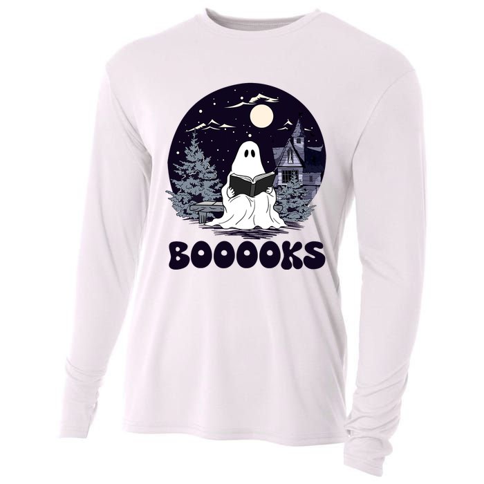 Vintage Ghost Book Reading Gothic Halloween Teacher Cooling Performance Long Sleeve Crew