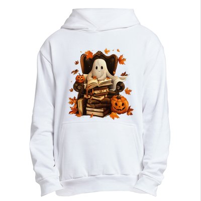 Vintage Ghost Book Reading Pumpkin Gothic Halloween Teachers Urban Pullover Hoodie