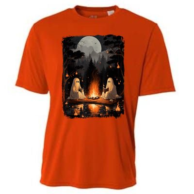 Vintage Ghost Book Reading Camping Gothic Halloween Teachers Cooling Performance Crew T-Shirt