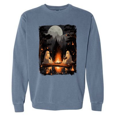 Vintage Ghost Book Reading Camping Gothic Halloween Teachers Garment-Dyed Sweatshirt