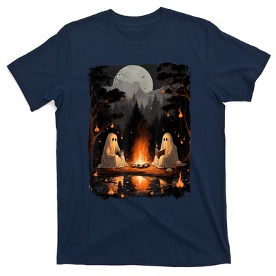 Vintage Ghost Book Reading Camping Gothic Halloween Teachers T-Shirt