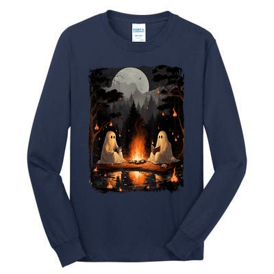 Vintage Ghost Book Reading Camping Gothic Halloween Teachers Tall Long Sleeve T-Shirt