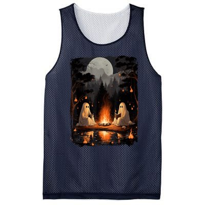 Vintage Ghost Book Reading Camping Gothic Halloween Teachers Mesh Reversible Basketball Jersey Tank