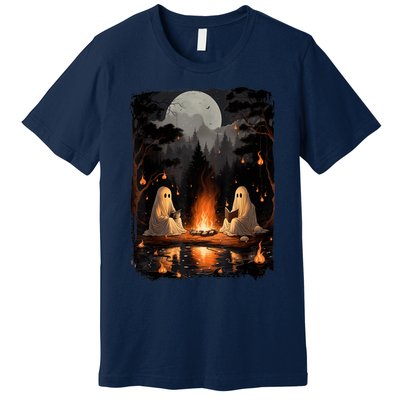 Vintage Ghost Book Reading Camping Gothic Halloween Teachers Premium T-Shirt