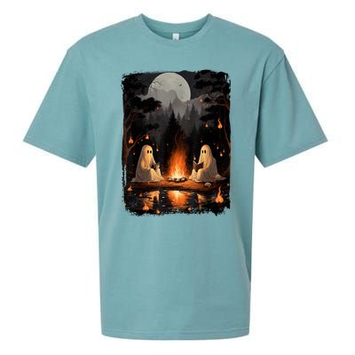 Vintage Ghost Book Reading Camping Gothic Halloween Teachers Sueded Cloud Jersey T-Shirt