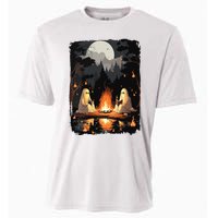 Vintage Ghost Book Reading Camping Gothic Halloween Teachers Cooling Performance Crew T-Shirt