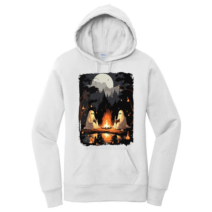 Vintage Ghost Book Reading Camping Gothic Halloween Teachers Women's Pullover Hoodie