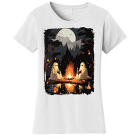 Vintage Ghost Book Reading Camping Gothic Halloween Teachers Women's T-Shirt