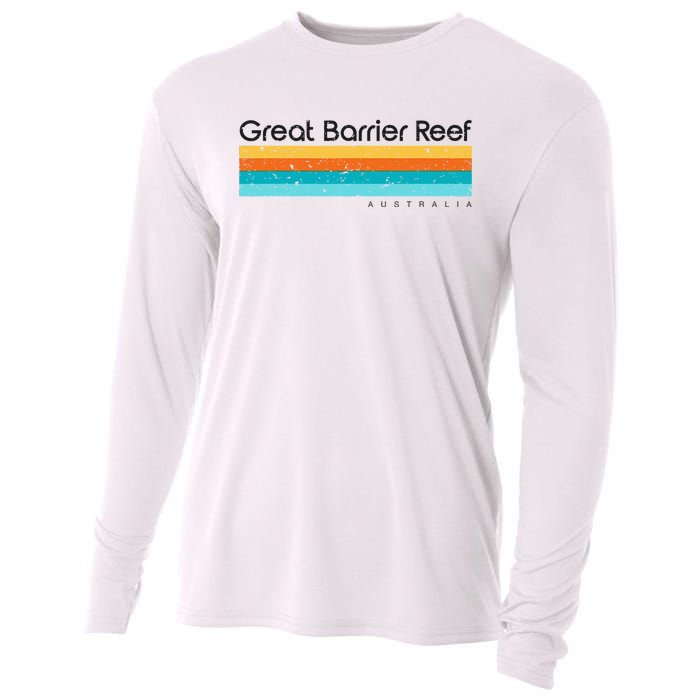 Vintage Great Barrier Reef Islands Australia Retro Design Cooling Performance Long Sleeve Crew